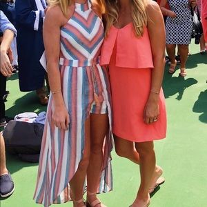 Striped Hi-Lo Romper Dress